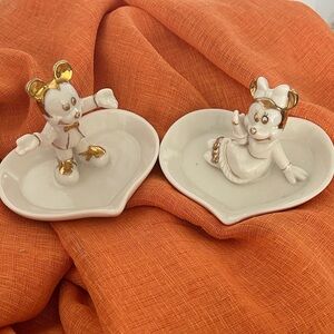 Adorable Heart-Shaped Dish Set with Gold Accents